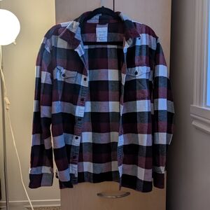 American Eagle Outfitters Super Soft Plaid Shirt - Maroon, Black, White